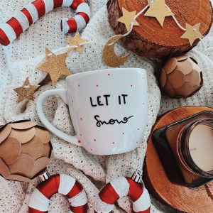 LET IT SNOW ręcznie malowany kubek z uchem 350ml 