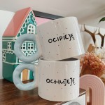 zestaw kubków ocipieję ochujeję niebieskie ucho różowe kropki ręcznie malowane 280 ml My Mug Company