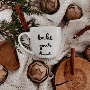 OUTLET TAKE YOUR TIME ręcznie malowany kubek 350ML 