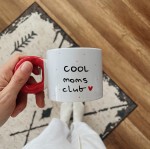 cool moms club kubek czerwone ucho różowe kropki ręcznie malowany 280 ml My Mug Company