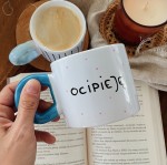 ocipieję kubek niebieskie ucho różowe kropki ręcznie malowany 280 ml My Mug Company