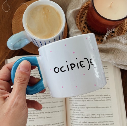 kubek ocipieję 280 ml ocipieje niebieskie ucho niegrzeczny napis brzydki napis.JPG
