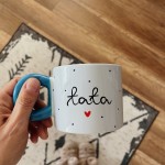 tata kubek niebieskie ucho granatowe kropki ręcznie malowany 280 ml My Mug Company