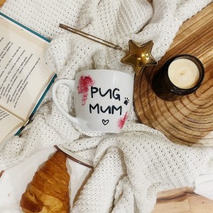 outlet pug mum kubek ręcznie malowany 350 ml