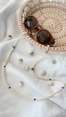 łańcuszek do okularów z koralików BALI CREME.JPG